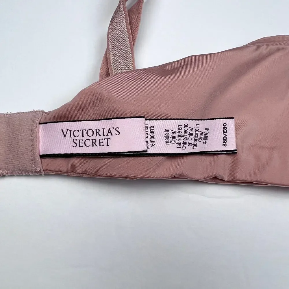 Victoria's Secret Bra Womens 36D Dream Angels Push Up Without Padding Pink Cute